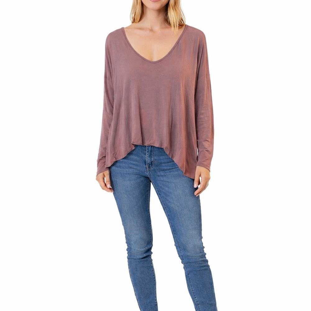 GAP Luxe Size Medium Dusty Pink Open-Back Long-Sleeve Shirt